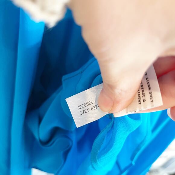 Diane Von Furstenberg Jezebel Tie Neck Chiffon Sheer Button Up Blouse Blue 6 - Picture 6 of 12